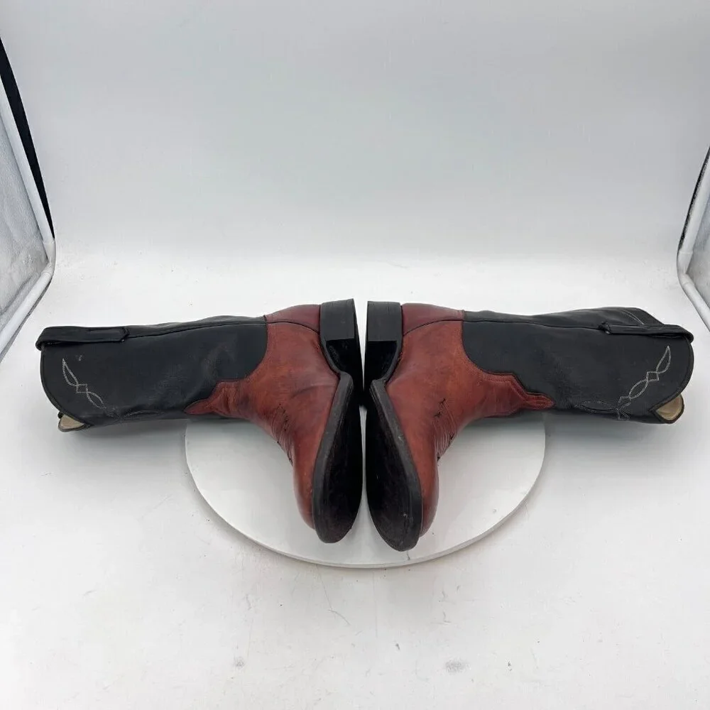 Dennard's Western Wear Men Size 9 Brown Black Color Block Leather Western Boot